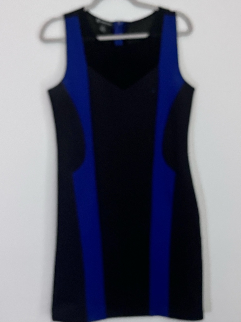 INC International Concepts Black and Royal Blue Panel Midi Dress